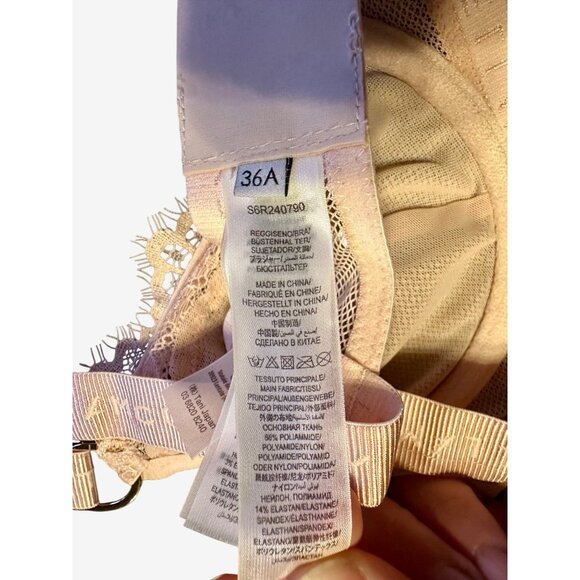 Stella McCartney Lace & Mesh Underwire Bra 36A Nude Pink Adjustable Straps New - Picture 6 of 7